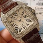 TW Factory Replica Cartier Santos 100 Watches 2824 Movement 42MM Square Brown Bracelet Sapphire Glass Men Watch